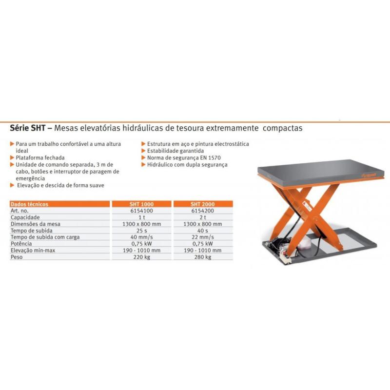 Mesa elevatória tesoura hidráulica baixo perfil 1 Tonelada Série SHT 1001G