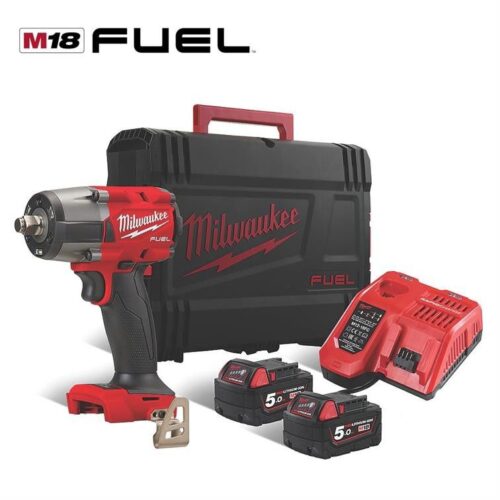 Chave impacto Milwaukee 1/2" 881Nm + 2 bat 5Ah + carregador