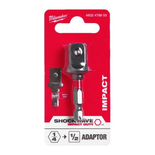 Adaptador MILWAUKEE 1/4" HEX com quadra 1/2"