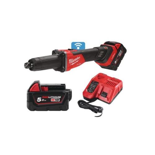 Retificadora de interiores com interruptor deslizante e velocidade variável Milwaukee M18 FDGROVB-502X + 2 bat 5Ah + carregador