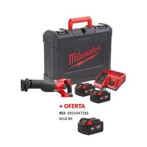 Serra sabre Sawzall™ a bateria Milwaukee M18 BSX-402C + 2 baterias 4ah + carregador + OFERTA bat 4Ah